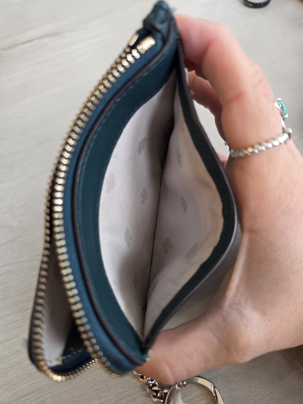 kate spade New York Mint & Teal Zip Card Case Keyring - Picture 4 of 5